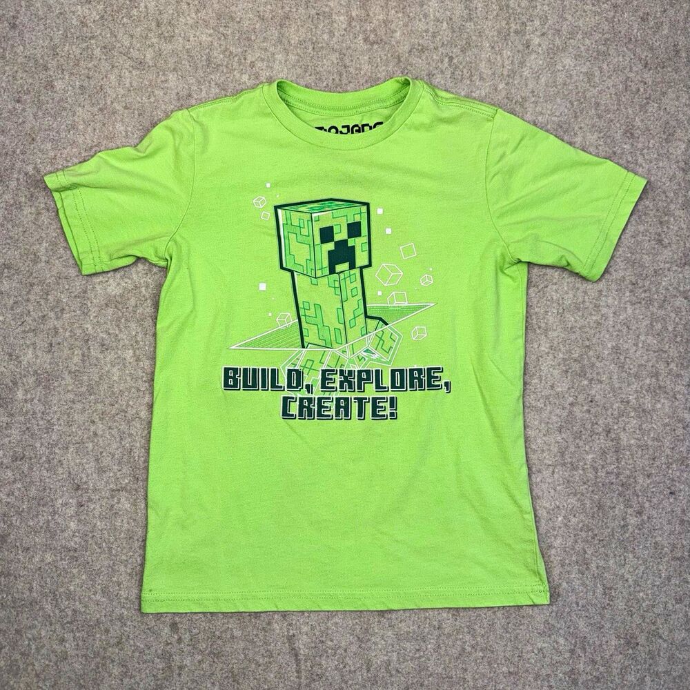 Mojang Studios Minecraft Creeper Green Short Sleeve T-Shirt Boys S 6/7